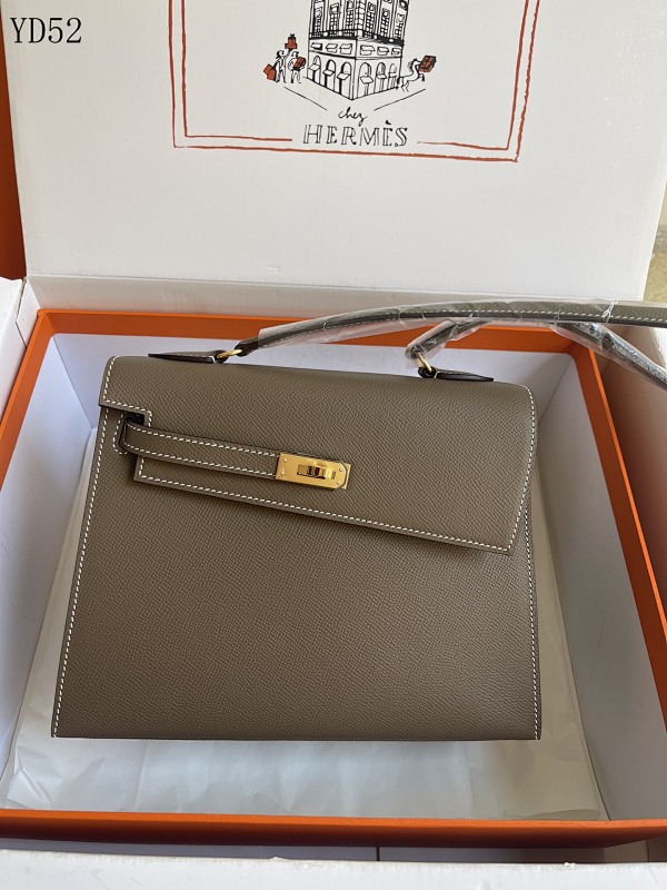 Hermès YD52 Double-Sided Kelly 20CM Taupe Gray