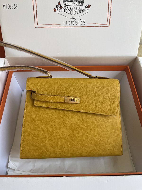 Hermès YD52 Double-Sided Kelly 20CM Amber Yellow