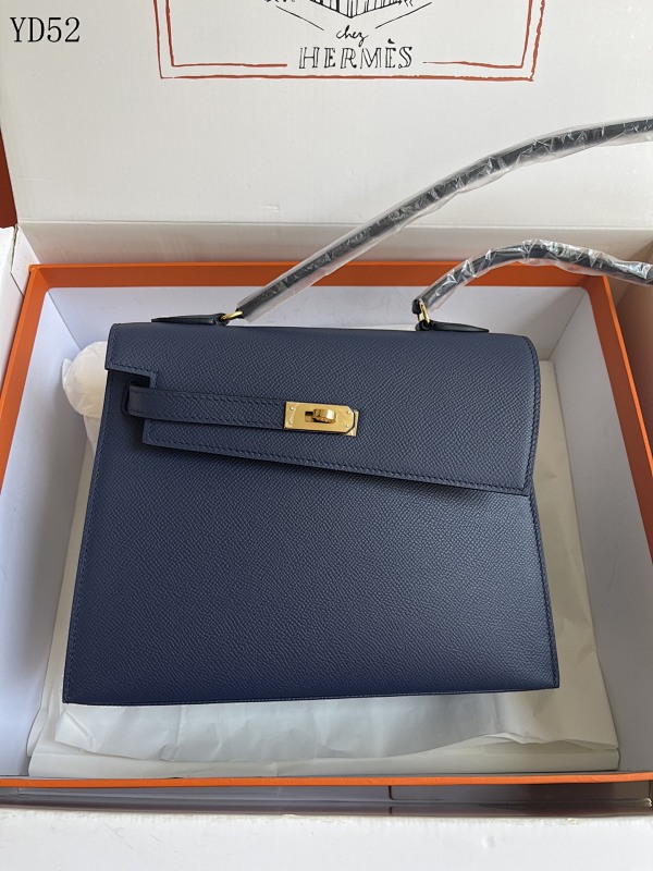 Hermès YD52 Double-Face Kelly 20CM Navy Blue