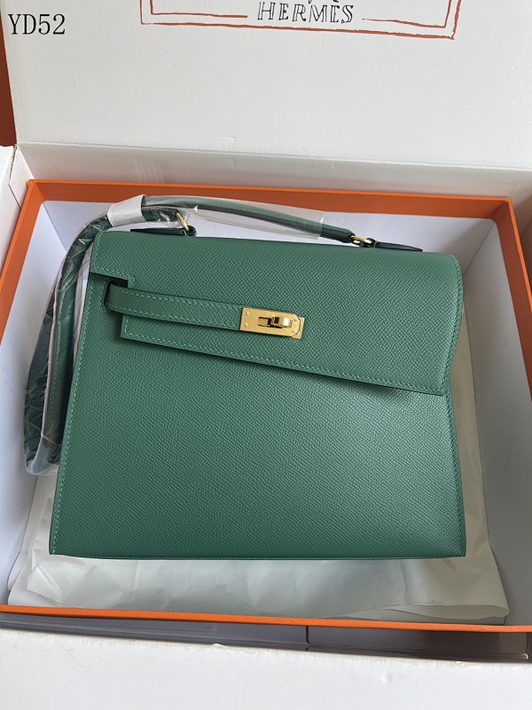 Hermès YD52 Kelly 20CM Double-Face Emerald Green