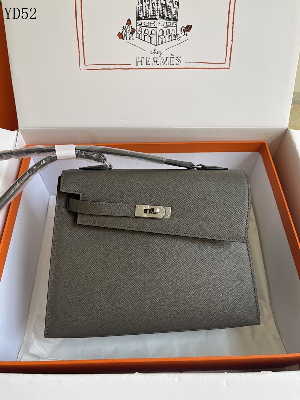 Hermès YD52 Double-Sided Kelly 20CM Silver Grey