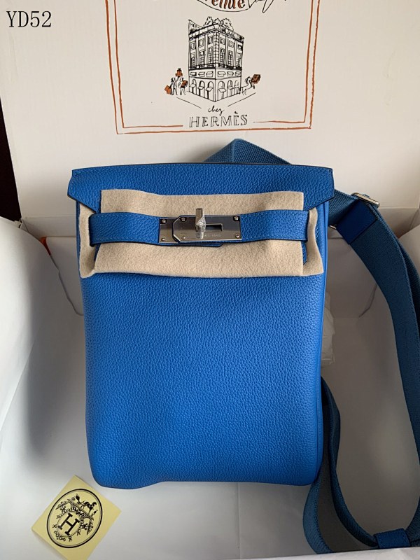 Hermez YD52 HAC A DOS Blue Leather Crossbody Bag