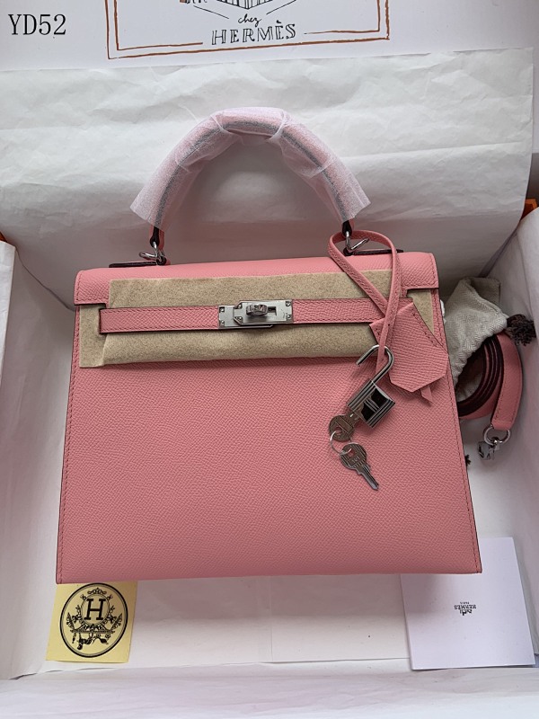 Hermès YD52 Kelly Epsom Pink Handbag with Hand Stitched Wax Thread