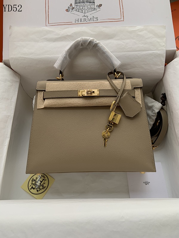 Hermès YD52 Kelly Handbag Epsom Leather Wax Thread Stitched