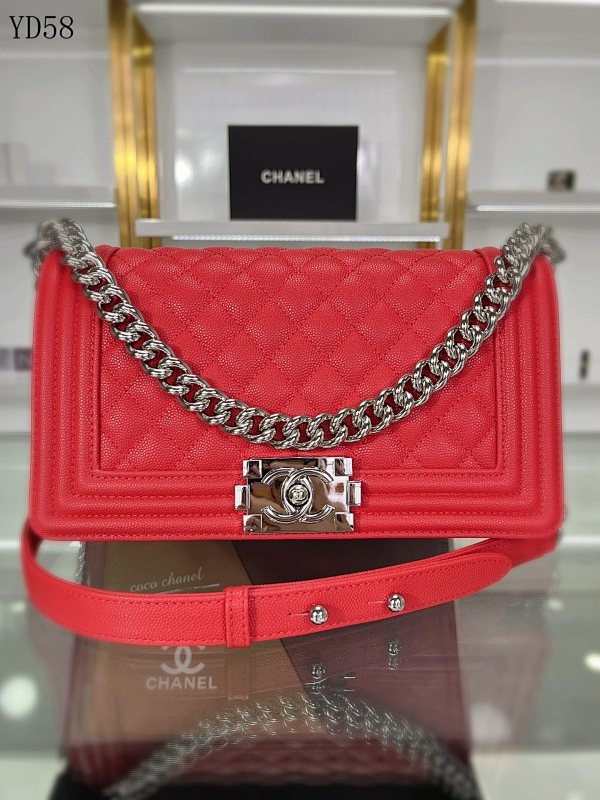 CHANELL YD58 Classic Flap Bag Red Caviar Leather