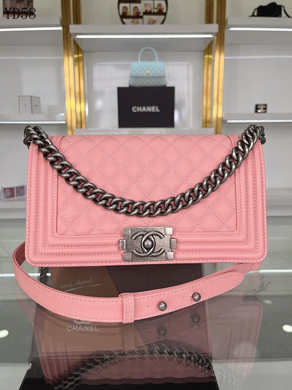 CHANELL YD58 Flap Bag Quilted Pink Calfskin