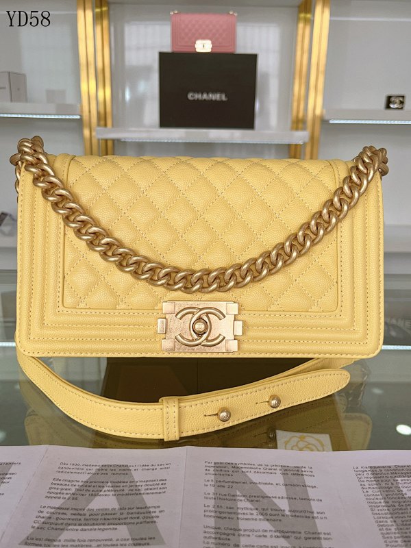 CHANELL YD58 Flap Bag Yellow Calfskin