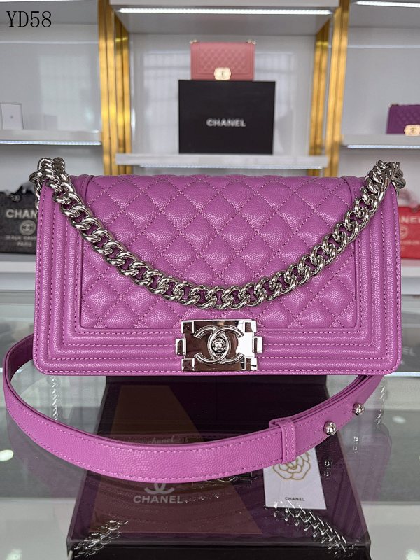 CHANELL YD5858 Purple Caviar Leather Flap Bag