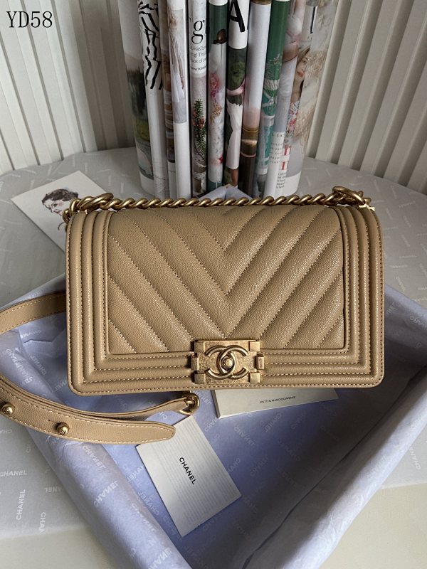 CHANELL YD58 Flap Bag Quilted Caviar Leather