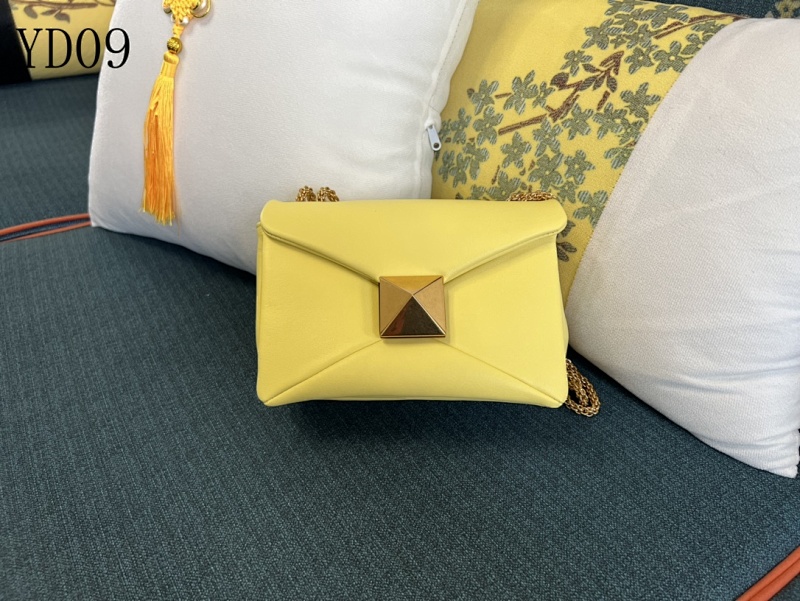 Valentiino YD0976 Yellow Envelope Clutch with Gold Pyramid Closure