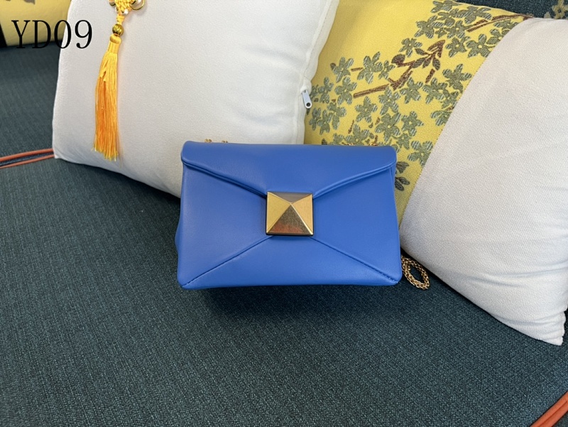 Valentiino YD0976 Blue Envelope Clutch with Gold Pyramid Buckle