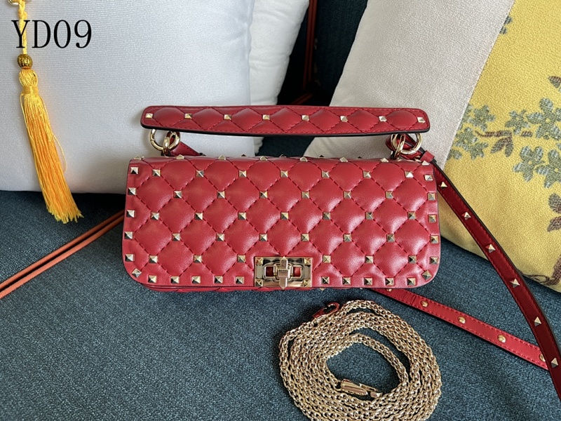Valentiino YD0978 Red Suede Clutch with Gold Hardware