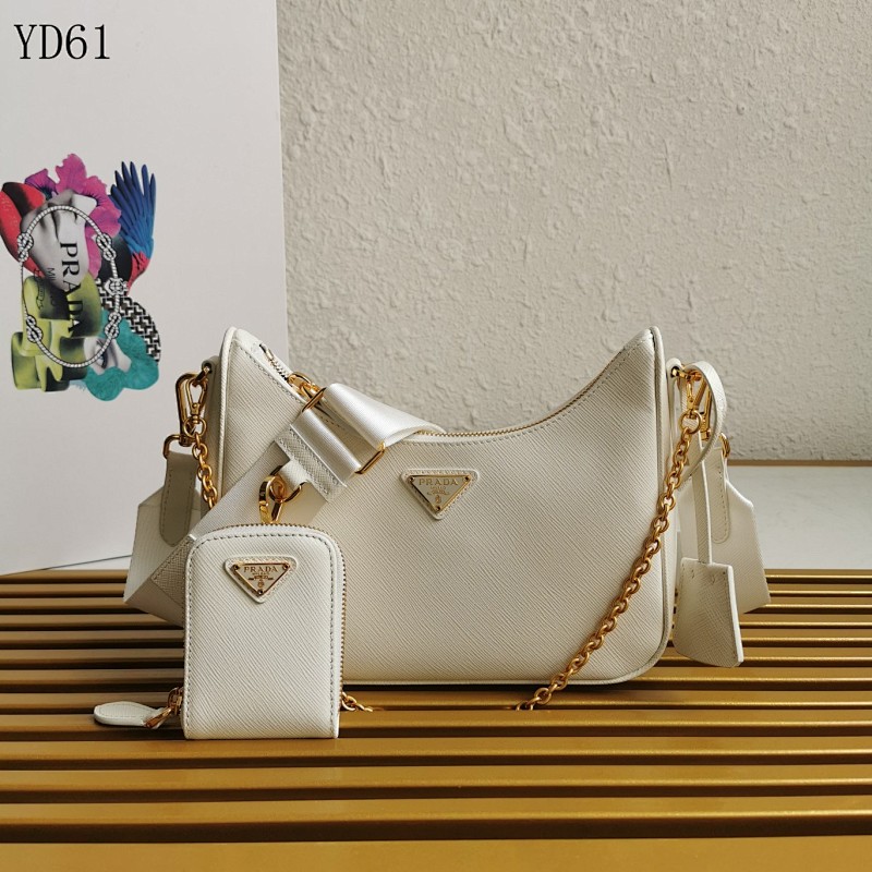 cover-125247901 Pr4da YD6165 1BH204 White Saffiano Leather Crossbody Bag
