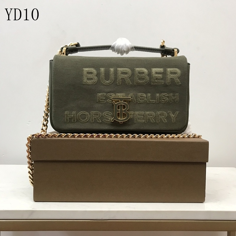 Burberyy YD1068 Check Pattern Leather Crossbody Bag