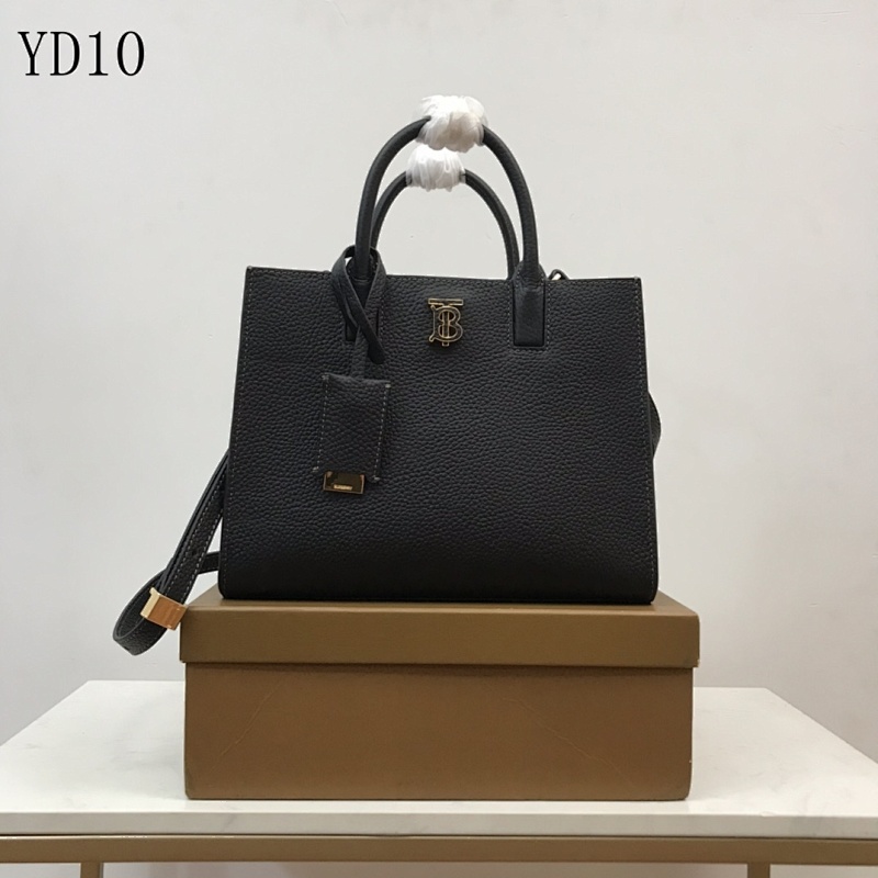 Burberyy YD10 Tote Bag with TB Logo and Pom-Pom Detail
