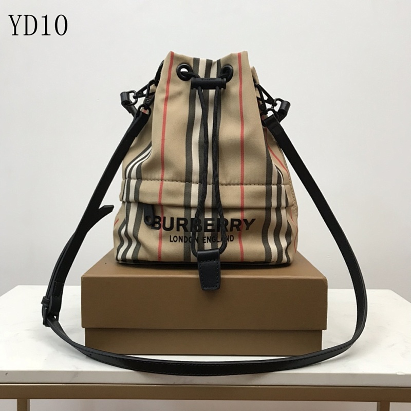 Burberyy YD1045 Striped Drawstring Bucket Bag
