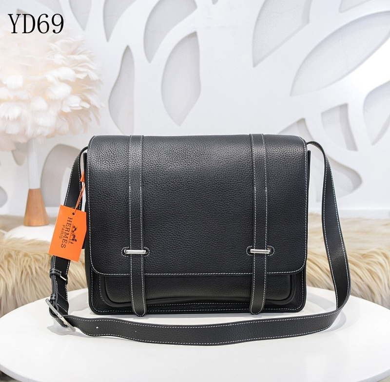 Hermez YD69 Men's Shoulder Bag with Hand-Stitched Leather