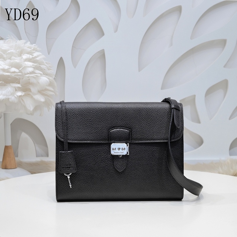 Hermez YD69 Men's Crossbody Bag in Black Calfskin
