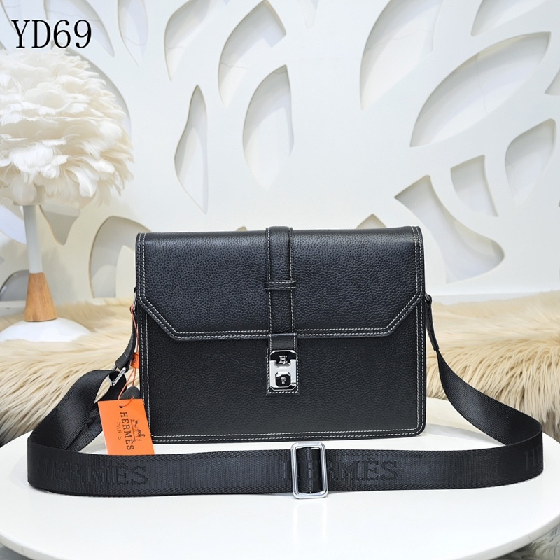Hermez YD69 Men's Crossbody Bag with Hand-Stitched Togo Leather