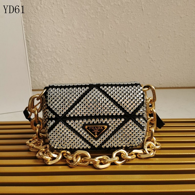 Pr4da YD61 Rhinestone Embellished Crossbody Bag