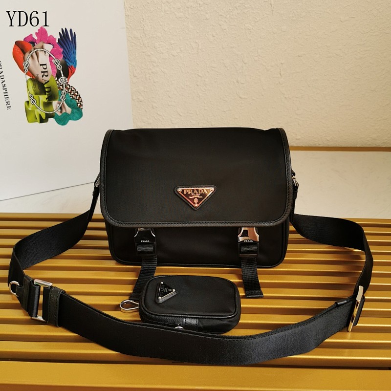 Pr4da 2VD034 Triangular Logo Nylon Messenger Bag