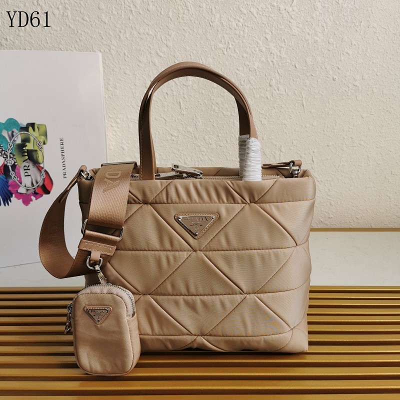 Pr4da YD61 Quilted Tote Bag with Detachable Pouch