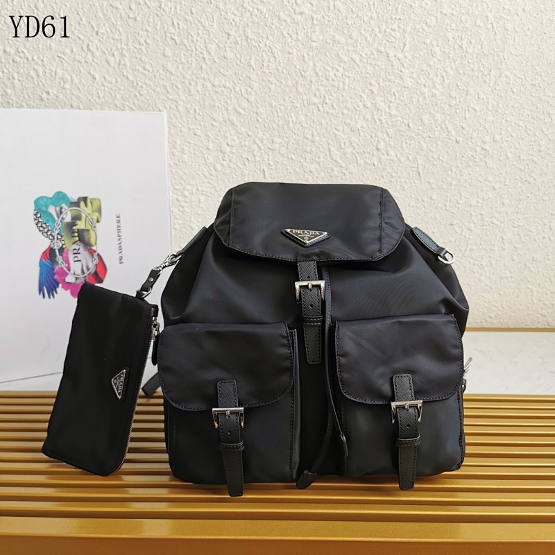 cover-131509765 Pr4da 1BZ811 Nylon Backpack with Saffiano Leather Trim
