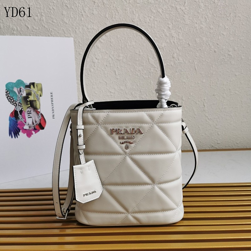 Pr4da YD61 Quilted Leather Bucket Bag