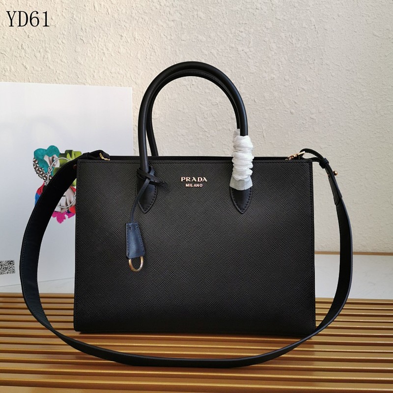 Pr4da YD61 Tote Bag Black Saffiano Leather