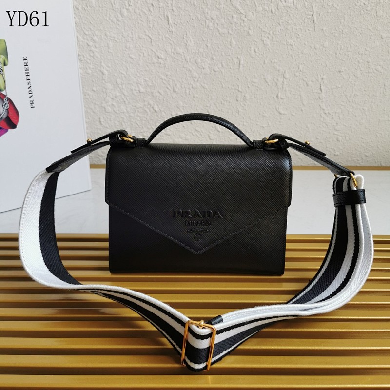 Pr4da YD61 Black Saffiano Leather Crossbody Bag