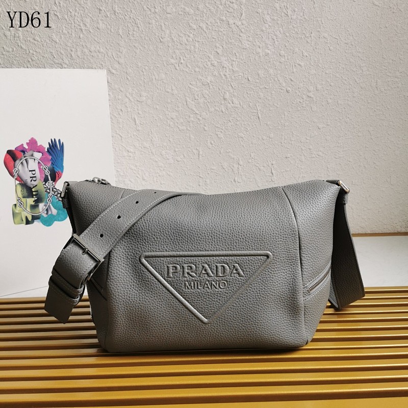 Pr4da 2VH165 Leather Messenger Bag