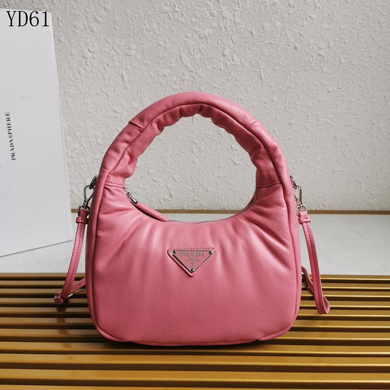 Pr4da YD6162 1BA384 Pink Lamb Leather Shoulder Bag