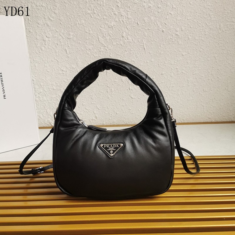 PRADA YD61 Small Lamb Leather Hobo Bag