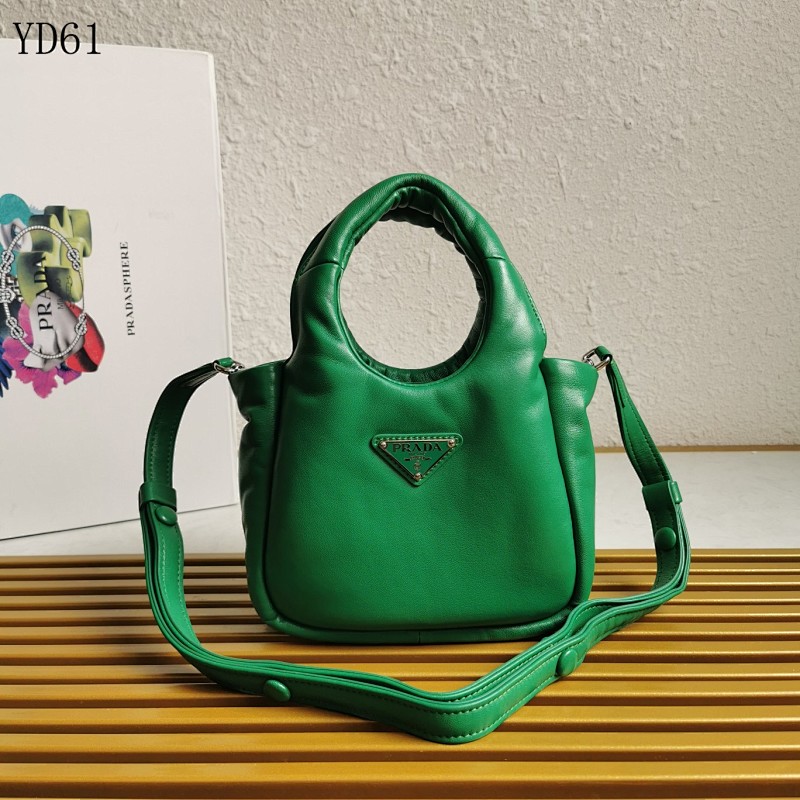 Pr4da YD6170 Designer Green Leather Shoulder Bag