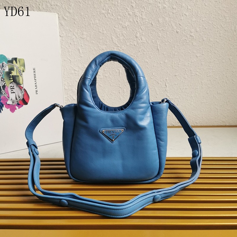 PRADA YD6170 Mini Basket Bag in Blue Soft Lamb Leather
