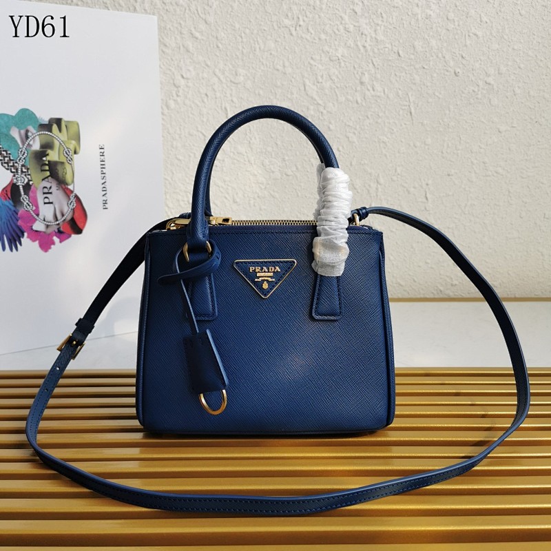 Pr4da YD6172 Blue Saffiano Leather Shoulder Bag