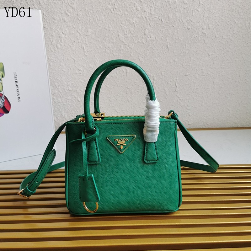 cover-133888789 Pr4da YD61 Green Saffiano Leather Top Handle Bag