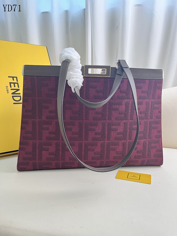 F3ndii YD7175 Purple Leather Tote Bag