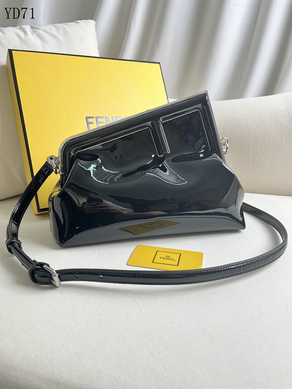 F3ndii YD7175 Black Patent Leather Crossbody Bag