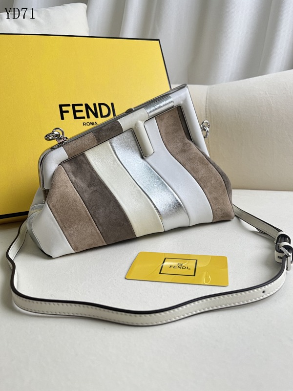FENDI YD71 First Cloud Clutch Bag Striped Color-block Design