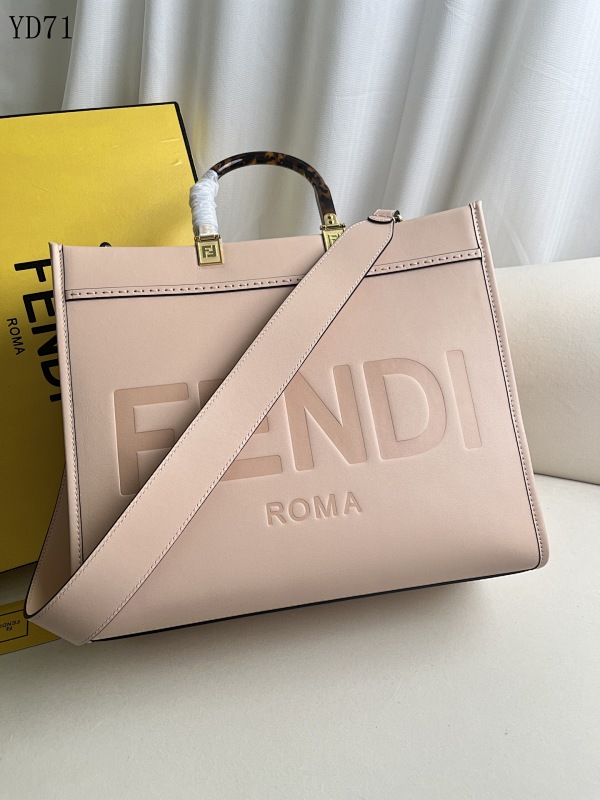 FENDI YD7190 Embossed Logo Tote Bag