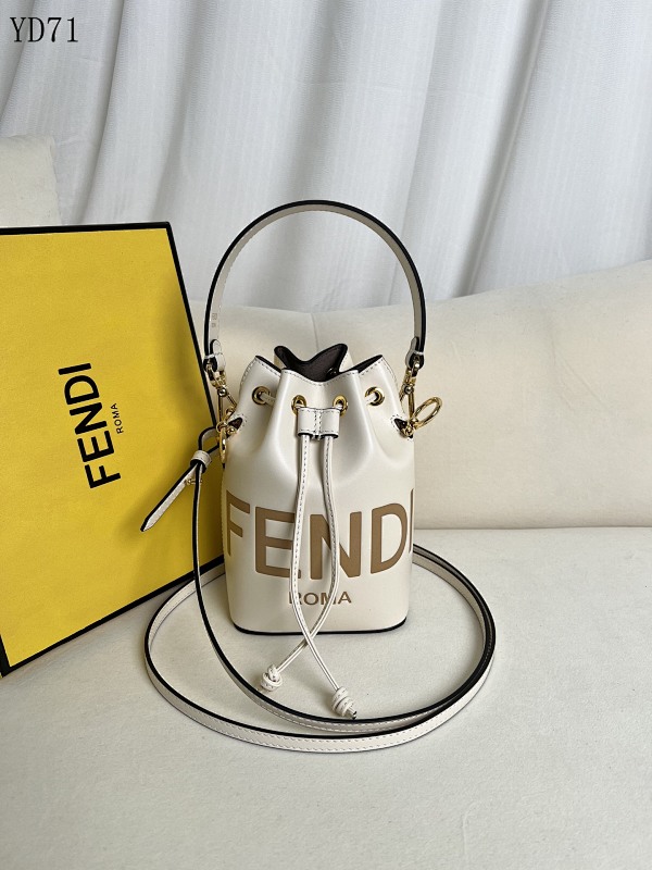 F3ndii Mon Tresor Mini Bucket Bag in Light Blue Leather