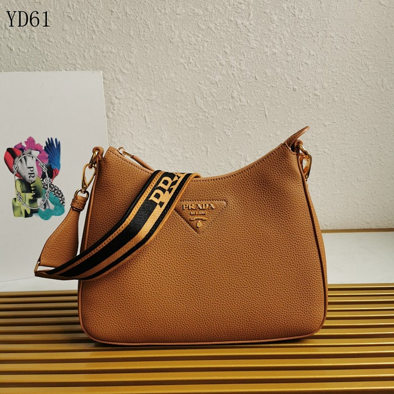 Pr4da 1BC178 Large Shoulder Bag with Logo Web Strap