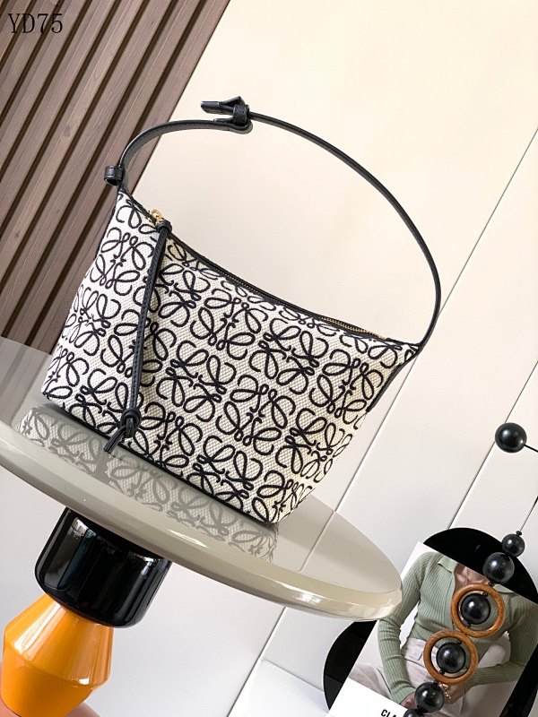 L03wee Cubi Small Shoulder Bag Anagram Jacquard & Calfskin