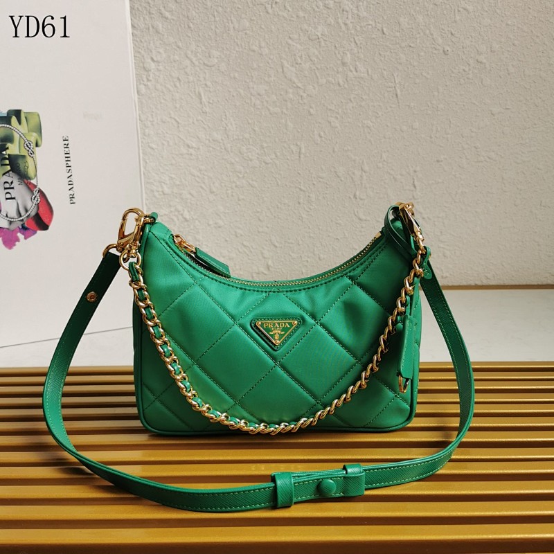 Pr4da YD6154 Quilted Nylon Shoulder Bag