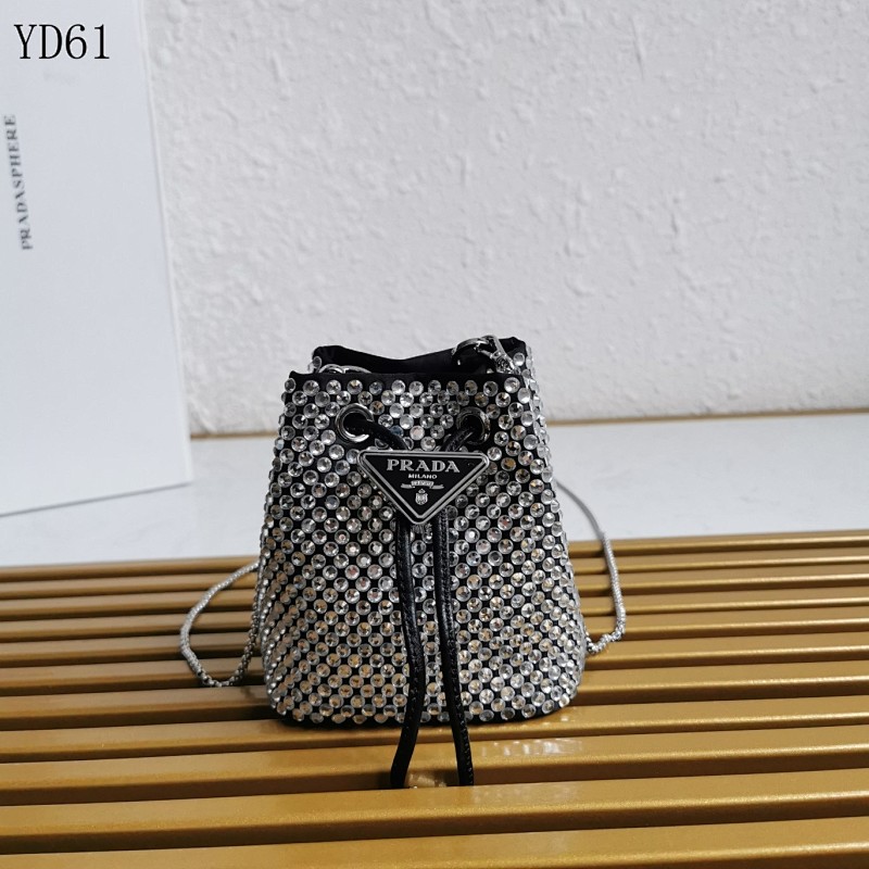 Pr4da YD61 Crystal Embellished Mini Drawstring Bag