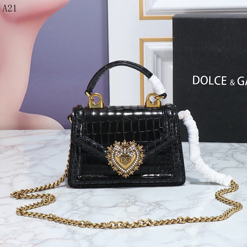 Dolce & Gabbana Devotion D16596 Crocodile-Embossed Chain Shoulder Bag
