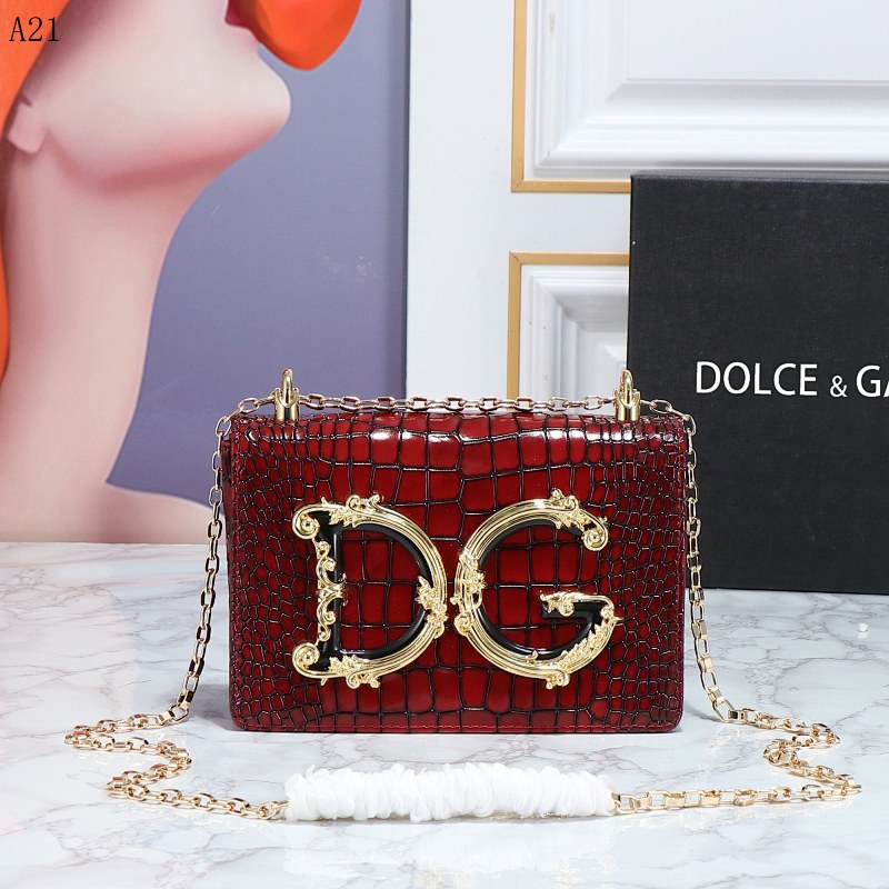 Dolce & Gabbana DG YD2140 Red Quilted Leather Shoulder Bag
