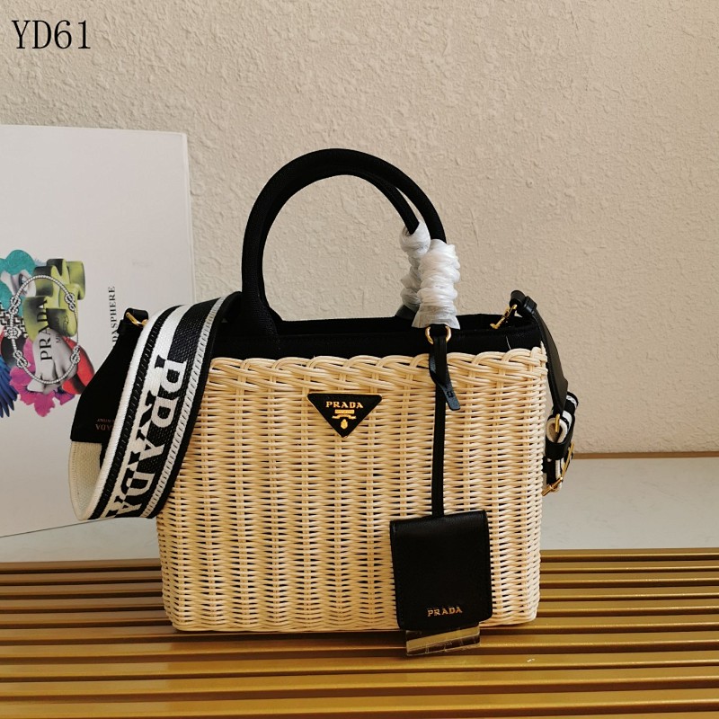 Pr4da YD61 Woven Rattan Tote Bag