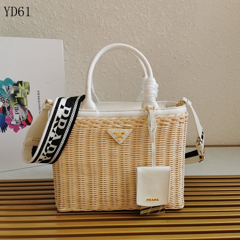 Pr4da YD61 Woven Basket Tote Bag